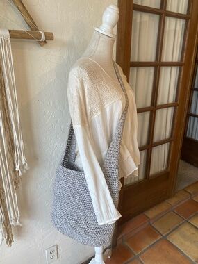 Handwoven Gray Shoulder Crossbody Bag !